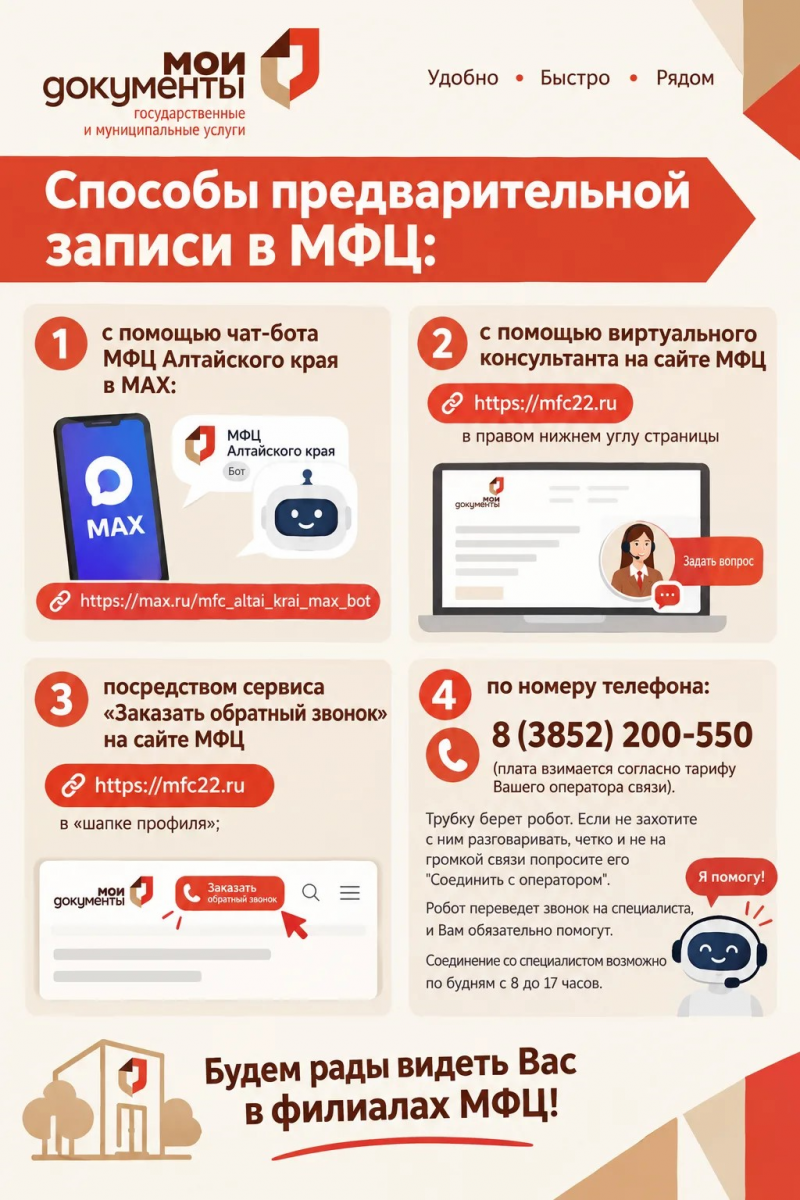 Как самостоятельно записаться на прием в МФЦ